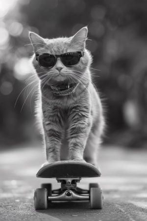 Coole Kat op een Skateboard