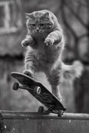 Skateende Kat in Actie!