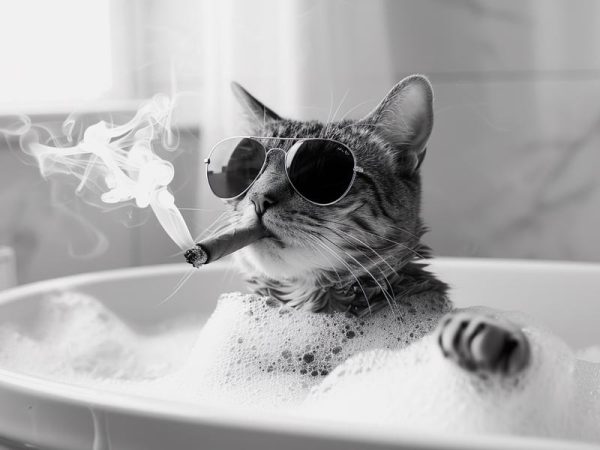 Stoere Kat in Bad!