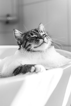 Ontspannen Kat in Badschuim