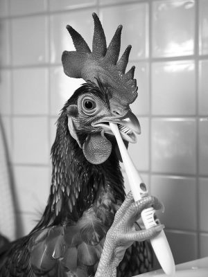 Kip met een Tandenborstel!