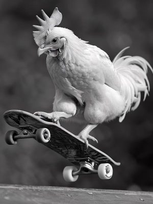 Skateboardende Kippenactie!