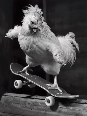 Skateboardende Kip: De Originele Avonturier!