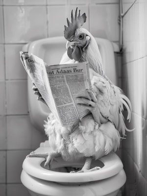Lezende Haan op de Wc!