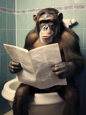Lezende Aap op de Toilet