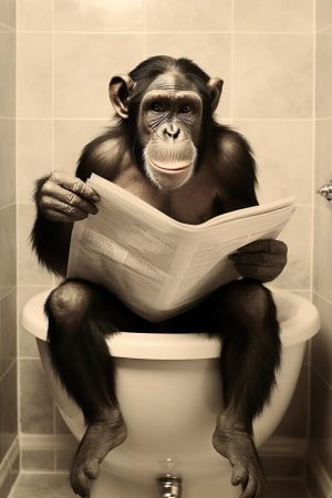 Grappige Chimpansee op het Toilet