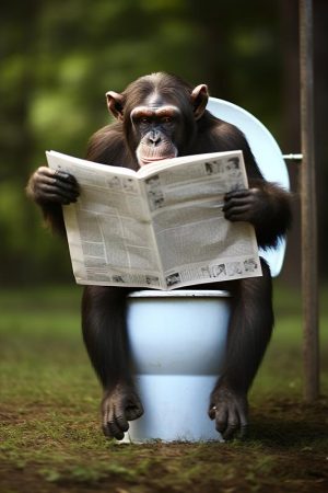 Chille Aap op de Toilet