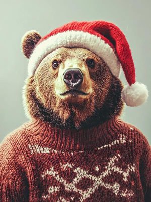 Feestelijke Beer in Kersttruien!