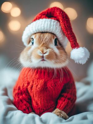 Schattig Konijn met Kerstmuts!