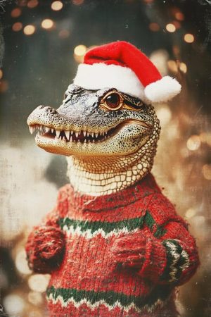 Kerstkrokodil in stijl!