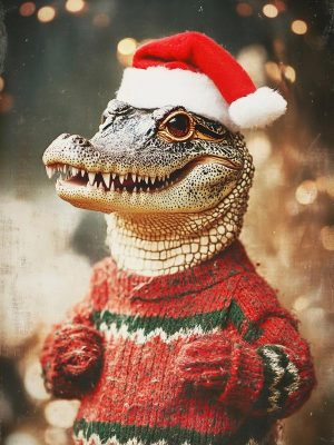 Kerstkrokodil met stijl!