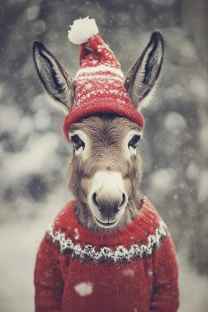 Schattige Ezel in Kerstsfeer