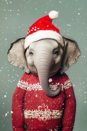 Schattige Elefant in Kerstsfeer