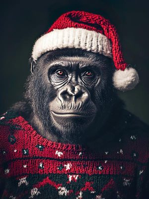 Feestelijke Gorilla in Kerstsfeer
