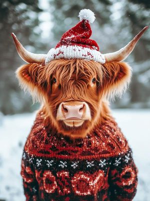 Vrolijke Highlander in de Sneeuw