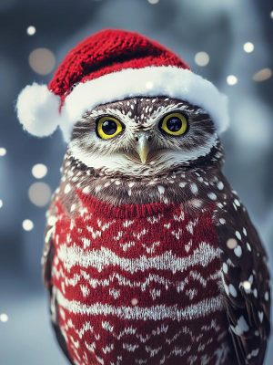 Feestelijke Uil met Kerstmuts!