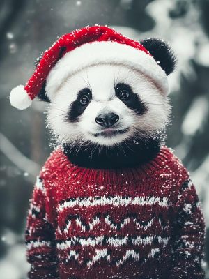 Gezellige Panda in Sneeuw