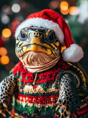 Feestelijke Schildpad in Kerstsfeer