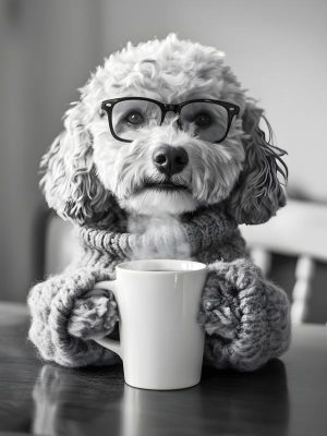 Hond met Koffie en Bril