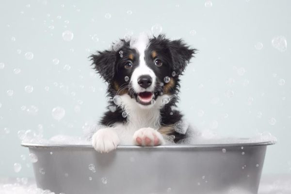 Blije Puppy in Bad
