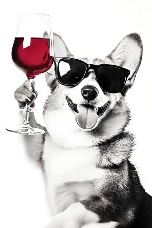 Feestelijke Corgi met Wijn