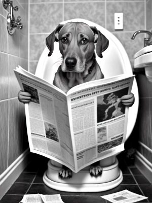 Hond met krantenlees-moment!