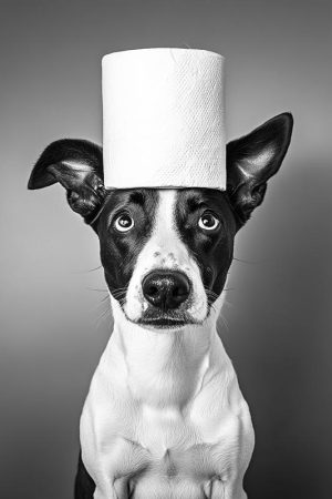 Hond met Papierhoedje