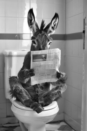 Ontspannen Ezel op het Toilet