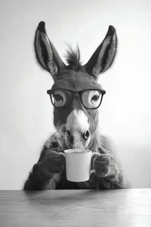 Slimme Ezel met Koffie