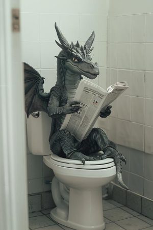 Drakenmomentje op het toilet