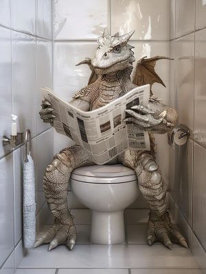 Ontspannen Draak op de WC