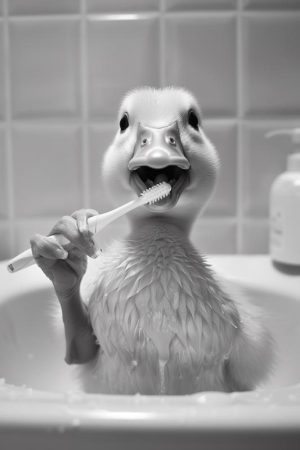 Schattige Poetsende Eend