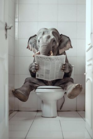 Ontspannen Olifant op Toilet