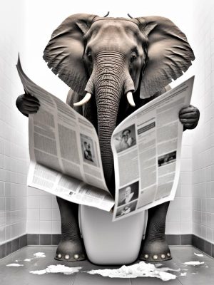Olifant met Krant: Een Prachtige Mix van Humor en Kunst