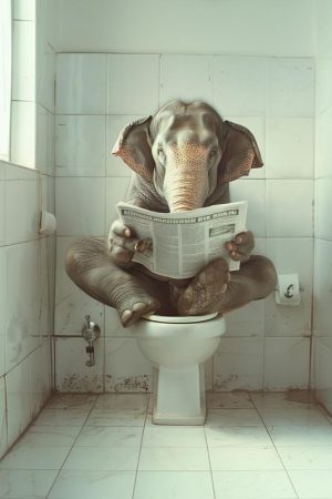 Olifant op het toilet!