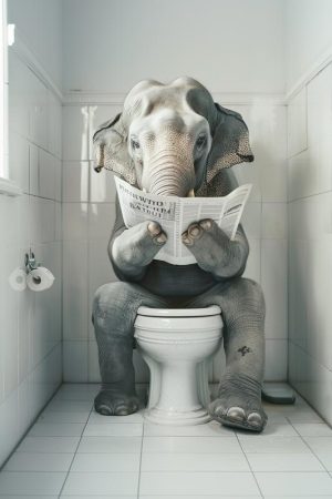 Ontspannen Olifant op het Toilet