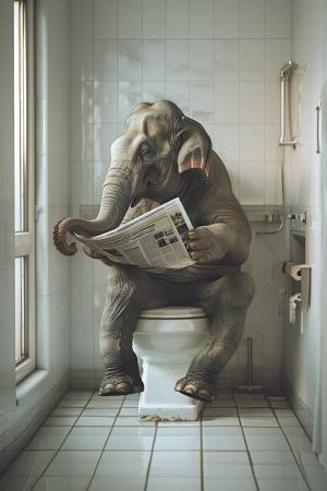 Een Olifant op de W.C. - Wat een Vreemd Gezicht!