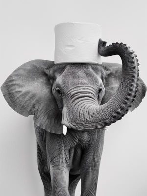 Speelse Olifant met Een Hoofddoek