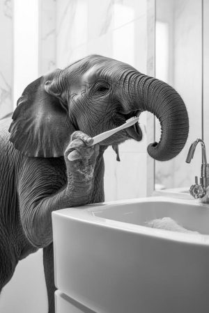 Schattige Olifant in de Badkamer
