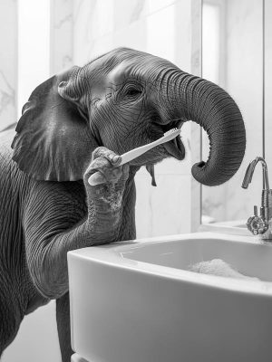 Tandenpoetsende Olifant: Een Prachtige Dagelijkse Routine!