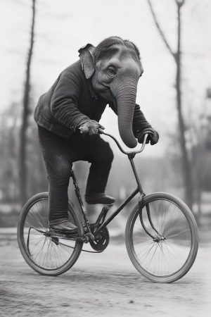 Fietsende Olifant glimlacht!