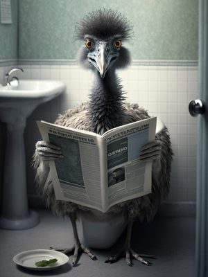 Lachwekkende Vogel op het Toilet