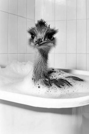 Zwempartij met een Struisvogel
