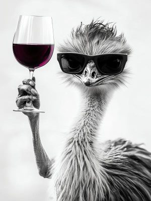 Chique Struisvogel Met Wijn!