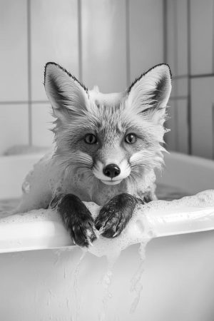 Schattige Wasbeer in Bad