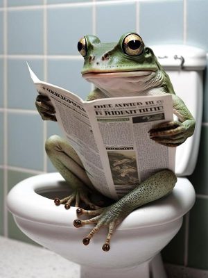 Lezende Kikker op de WC!