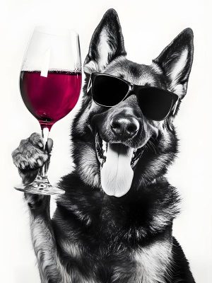Feestelijke Hond met Wijn