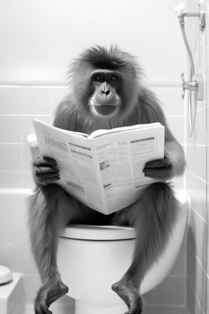 Levensgrote Aap op het Toilet