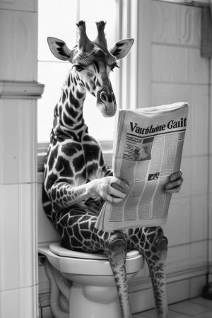Giraffe met een krant: een hilarisch zicht!