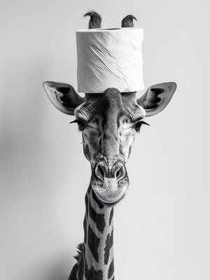 Gekke Giraffe met Toquetpapper